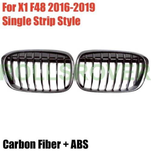 ROLLSROVER Carbon Fiber Front Bumper Grille Grill For X1 F48 2016-2019 Single Strip Car Styling