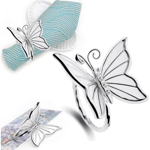 Butterfly Napkin Rings Set of 4 for Family Gathering Dinner Wedding Christmas Table Decoration