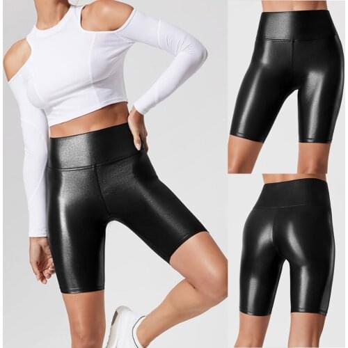 Women High Waist Faux Leather Shorts Sexy Slim Solid Black Summer Short Pants Casual Fashion Elastic PU Shorts Plus Size