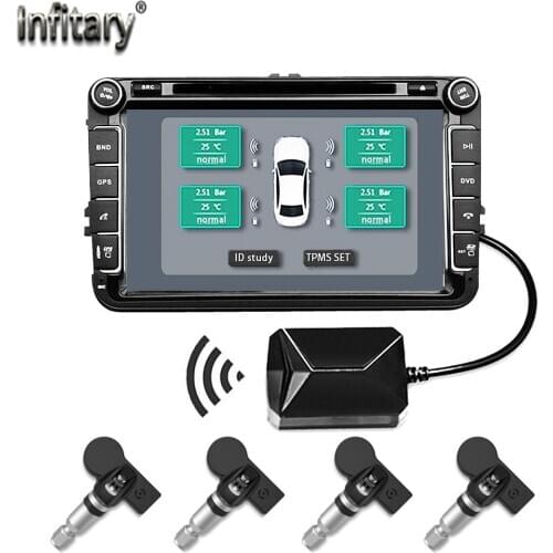 Car Bus Universal TPMS 4 Wheel Internal External Tire Sensor Temperature Alert automobile Tire Pressure Alarm Monitor System