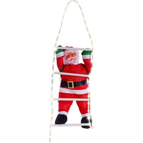 Santa Claus Light Strings Climbing The Ladder Christmas Wall Window Pendant Xmas Tree Party Ornaments Home Decor Navidad Trusted