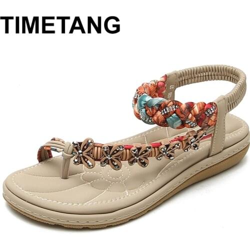TIMETANG New Bohemian Woman Wedge Sandals Fashion Metal decoration Casual Women Shoes Summer Ladies Non-slip Sandalias Plus Size