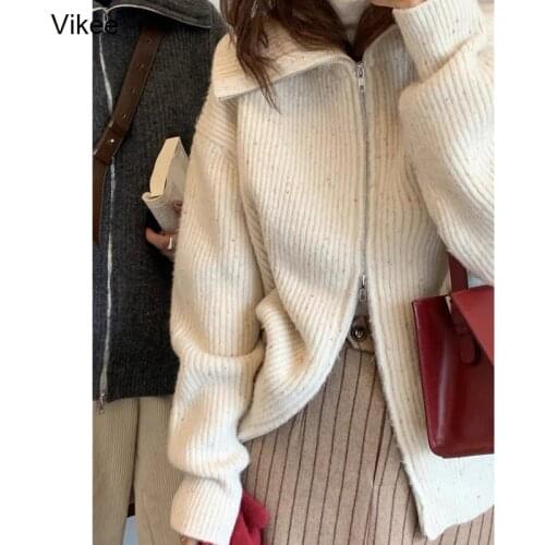 Turtleneck Thick Sweater Womens Autumn and Winter 2020 New Versatile Loose Slimming Zipper Knitted Cardigan Lazy Coat
