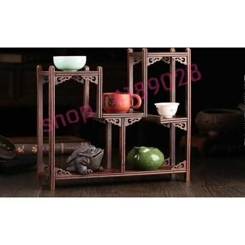 Solid wood chicken wing wood, medium low two high style, curio shelves, ornament pendulum rack