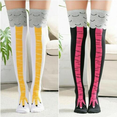 3D Funny Chicken Winter Autumn Womens Socks Thigh High Sock 3D Cartoon Animal Cute Funny Thin Toe Feet Ladies Creative Socks