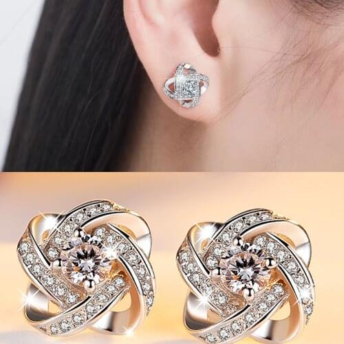 Trendy Irregular Geometric Crystal Cross Stud Earrings For Women Korean Earrings Vintage Brincos Gifts Jewelry High Quality