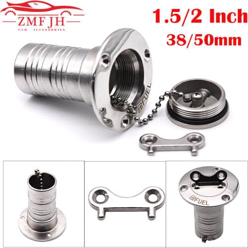 1.5" and 2" 38mm or 50mm 316 Stainless Steel Marine Boat Hardware Deck Filler Fuel Water Waste Diesel Gas Key Cap Fuel Water Was