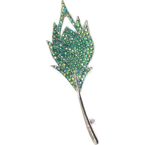 12pcs/lot Wholesale Fashion Brooch Rhinestone Feather Pin brooches Jewelry gift C102210