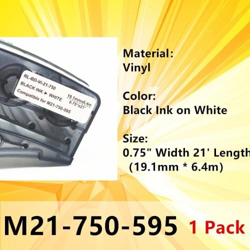 1PK bmp21 Label Tape M21-750-595 Ribbon Black on White Label Maker For BMP21-PLUS IDPAL LABPAL Label Printer MAKER