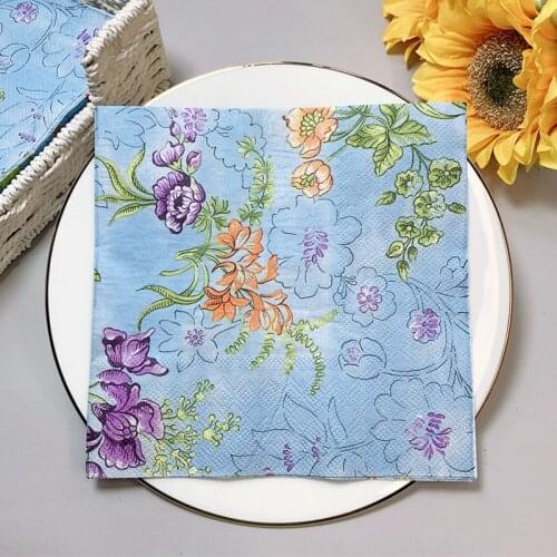 20Pcs/Bag Napkins Paper Decoupage Tissues Flowers Paper Napkins for Wedding Birthday Decorative Party Supplies Wholesale