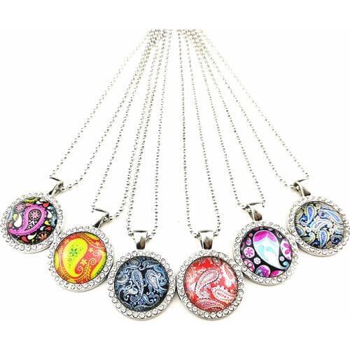 24pcs/lot New style Bandanna Paisley Vintage necklace Mandala Flower Buddhist cultural products jewelry