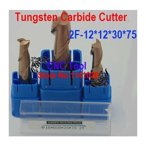 2F-12*12*30*75,HRC60,Spiral Bit Milling Tools Carbide CNC flat End mills Router bits , the lathe tool,boring bar,cnc,machine