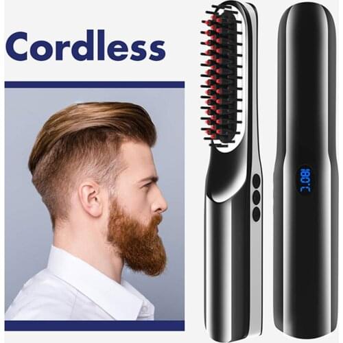 3 In 1 Beard Straightener Hair Straightener Hot Comb Bear Straightener Brush Hair Styling Tools Beard Brush for Men Curling Iron