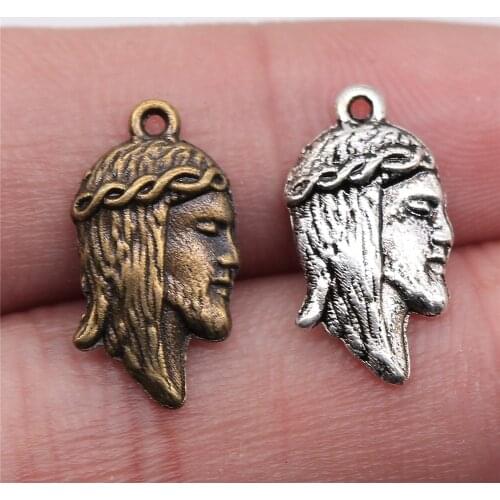 40pcs 18x10mm Pendant Jesus Vintage Jesus Charm Pendants For Jewelry Making Antique Silver Color Jesus Head Pendants