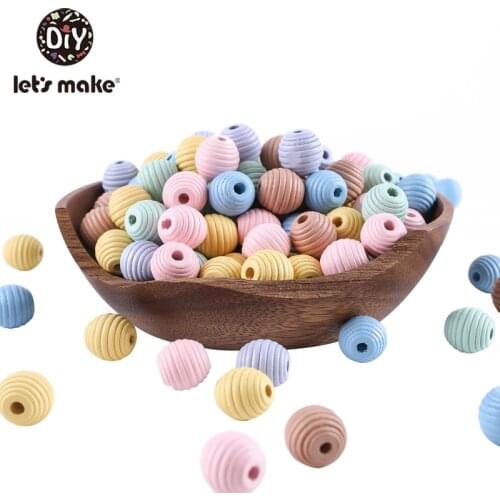 Lets Make Round Beehive Wood Bead 50pcs 18mm Environmental Paint No Varnish DIY Beads Baby Teether Wooden Beads Wood Teether