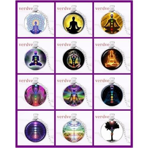 7 Chakra Reiki Healing Necklace Buddha Yoga Meditation Pendant Spiritual Om Symbol Hope Jewelry Chain Statement Necklace