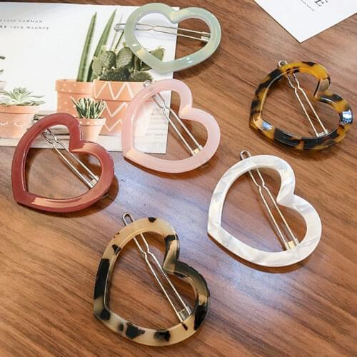 Acrylic Leopard Tortoiseshell Hairpins Love Heart Shape Hair Clip Crab Hair Accessories Acetate Barrette Geometric Frog Clip Hot