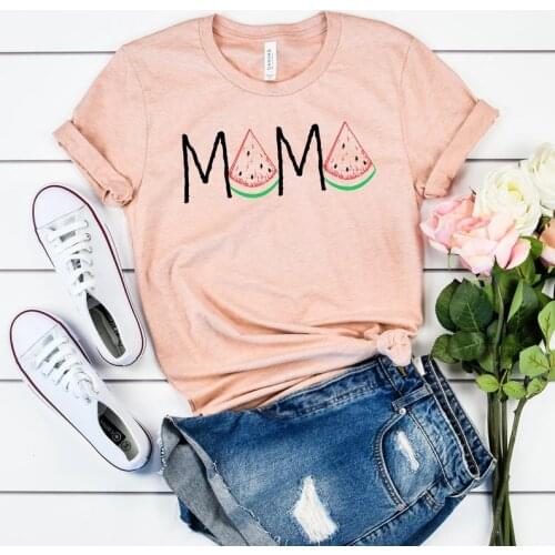 Watermelon Mama Shirt Mom mother Lover Fashion Short Sleeve Shirt Women Cotton Harajuku Graphic Female Clothing O Neck Tshirts