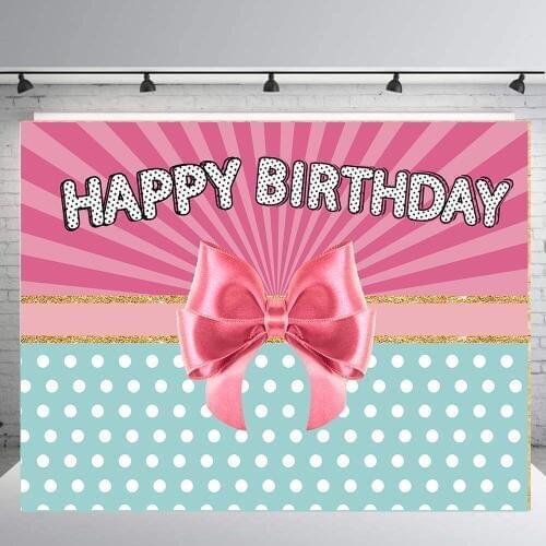 BEIPOTO Pink happy birthday party backdrop photography background bow baby shower girl candy table banner photo studio propB-471