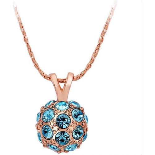 WQQCR 45CM Hot Rhinestone Shiny Crystal Ball Pendant Necklace 18 Inch Women 12 Colors Choice Holiday Gifts Wholesale