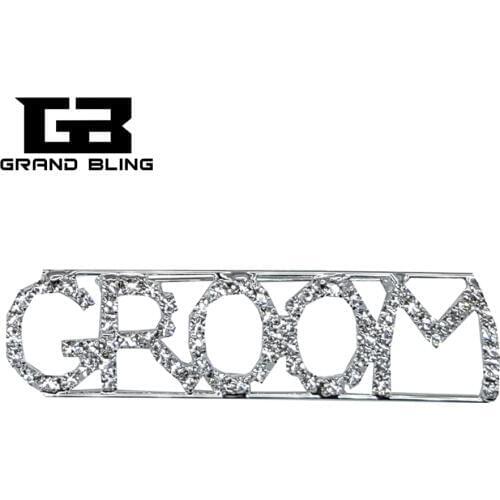 BlingBling Crytal Wedding Brooch Gift "GROOM" Word Lapel Pin