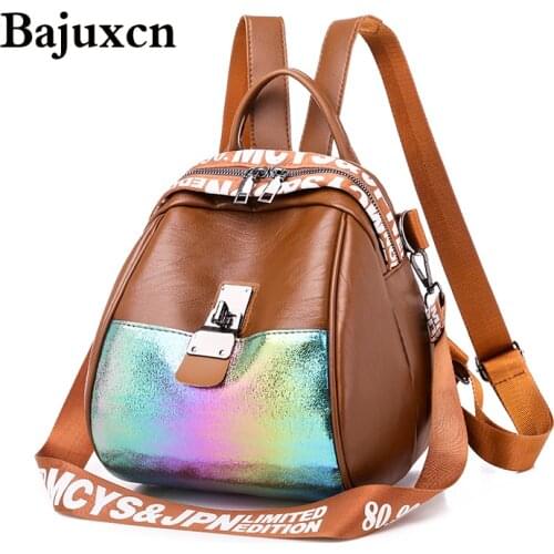 Brand fashion mosaic ladies backpack 2019 new youth girl backpack leisure travel shell backpack