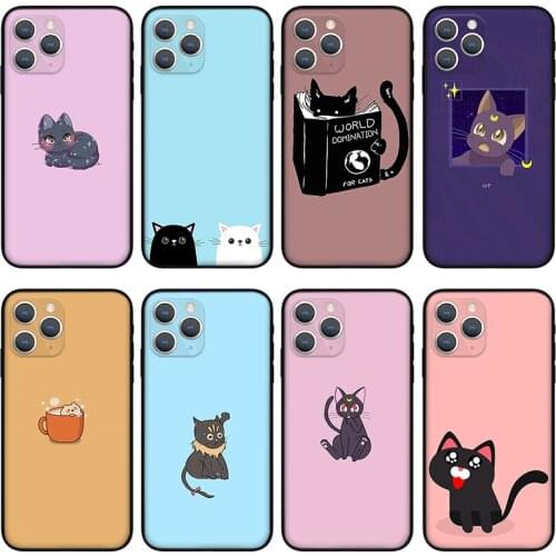 Kitten cat Phone Case For iPhone 11 12 Pro Max X XS XR Xs Max Mini 6 6s 7 8 Plus se black Silicone Case