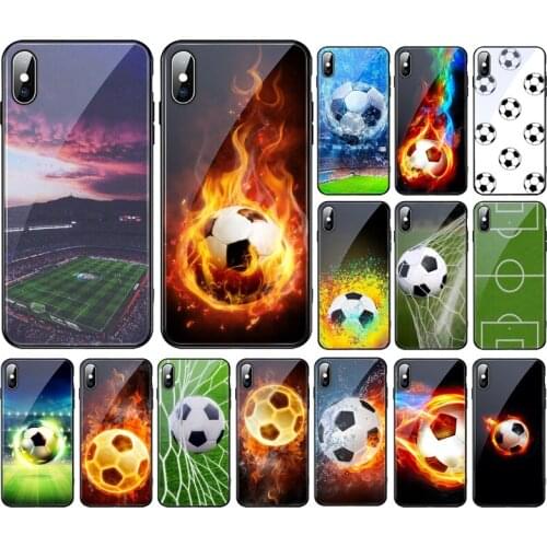 Football Sport Field Court Tempered Glass Phone Case For Apple iphone 12 11 Pro Max XS XR X 8 7 6 6S Plus SE2 Coque Fundas Case
