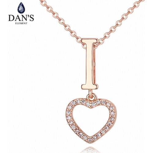 DANS element Brand AAA Zirconia Micro Inlays Fashion Heart Pendant Necklace for women Mather day 123011
