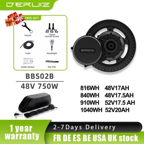 Bafang Motor BBS02B BBS02 750W BBSHD1000W 8FUN Mid Drive Motor Electric Bike Conversion Kit 48V13AH 17AH Lithium Battery MMG340