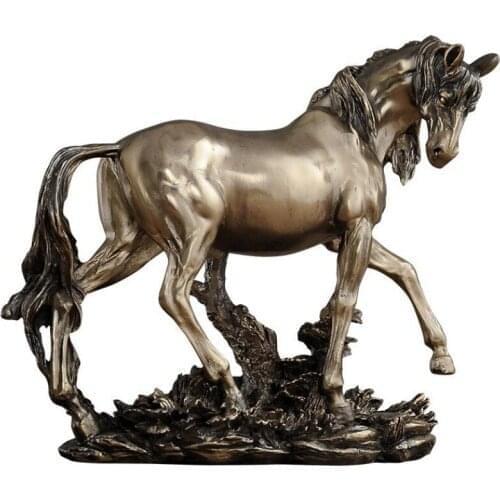 EUROPEAN STYLE FINE HORSE STATUE ABSTRACT ANIMAL FIGURINE BRONZE HORSE ART SCULPTURE RESIN CRAFTS HOME DECOR ORNAMENT R1370