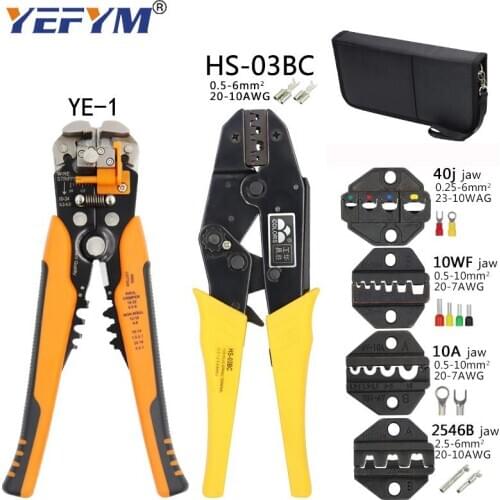 HS-03BC crimping pliers stripper electrical tools kit 40J/10WF/10A/2546B 4 jaw for insulation tube pulg terminals