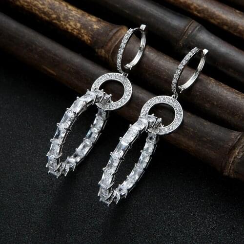 Famous Brand Round Geometric Earrings Trendy Zircon Wedding Engagement Party Dubai Earrings for women E7923