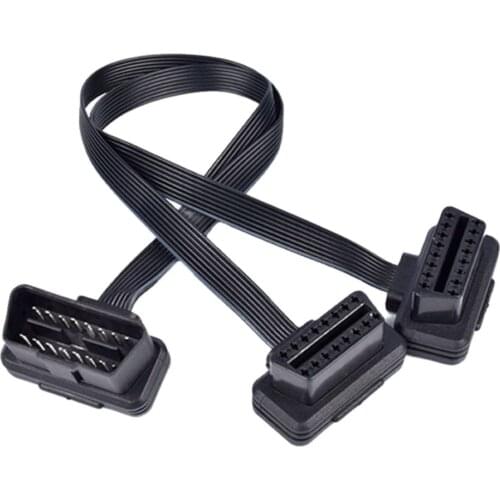 Cable 30CM OBDII Extension Dual Connector Y Splitter OBD OBD2 16PIN Male to Female Connection Flat+Thin as Noodle ELM327