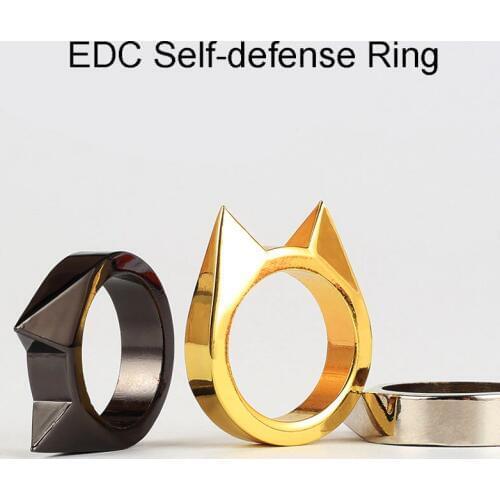 EDC Cat Ear Self Defence Finger Ring Pendant Keychain Multifunctional Outdoor Survival Tool Tactical Self Defense Supplies