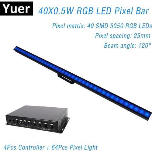 64Pcs LED Pixel Tube And 4Pcs Artnet DMX Controller 40X0.5W RGB 3IN1 Dj Stage Led Bar Light For Event Church Disco Laser Show Dj