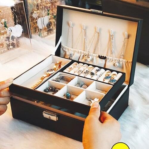 Explosive Large Double-layer Jewelry Storage Box Jewelry Box Ring Earring Storage Box Necklace Watch Finishing Box Processing