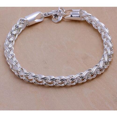 Creative twist circle , chain women men silver color bracelets new high -quality fashion jewelry Christmas gifts H070