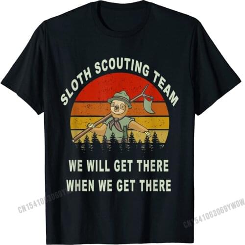 Sloth Scouting Team Camping Scout Hiking Vintage Flag T-Shirt Camisas Men Top T-Shirts Fitness Tight Fitted T Shirt Cool For Men