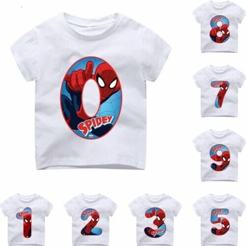 Summer New Happy Birthday Numbers 1-9th 9th Cartoon T-shirt Girl T-shirt Kid Girl Clothes Boy Cartoon Shirt Baby Clothes