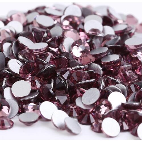 Lt.Amethyst 3D Nail Art Rhinestones ss3 ss4 ss5 ss6 ss8 ss10 ss12 ss16 ss20 ss30 ss34 Glass/Crystal Nails Non HotFix Decorations