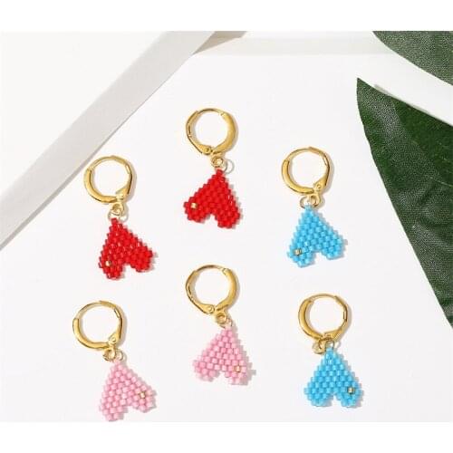 Cute Heart Stud Earrings For Women Kids Girls Accessories Gifts Fashion Glass Beaded Handmade Miyuki Earring Party Jewelry