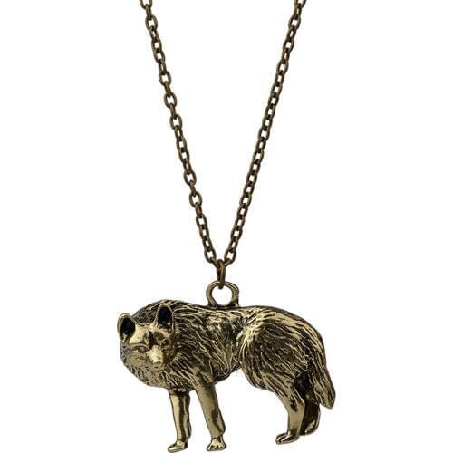 Fashion Jewelry Retro Personality Wolf Head Men Long Necklace Creative Wild Women Sweater Chain Jewelry Pendant necklacewholes