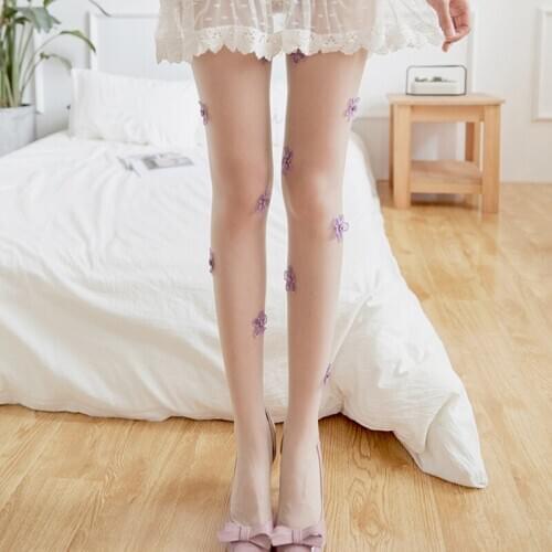 1PC Fashion Sexy Women Transparent Tights Flower Silk Stockings Mesh Pantyhose Lady Embroidery Flowers Tights