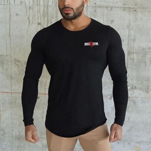 Muscleguys T-Shirt Men 2021 Spring Autumn New Long Sleeve O-Neck T Shirt Men Brand Clothing Fashion Solid Cotton Tee Tops