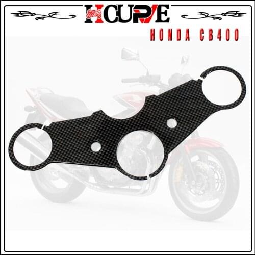 Motorcycle Carbon Fiber Decal Sticker Pad Triple Tree Top Clamp Upper Front Protector For HONDA CB400 CB 400 VTEC 2005 2006 2007