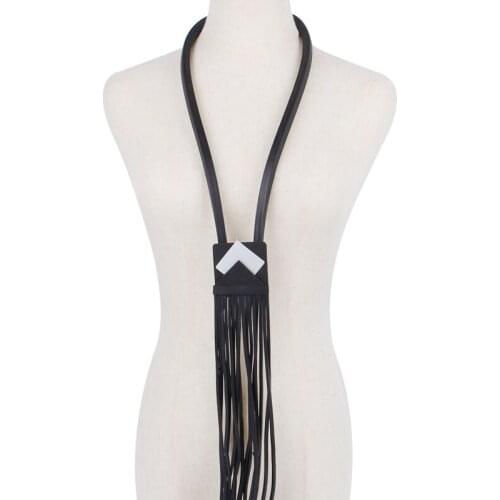 New Style Rubber Long Tassel Necklaces Female Current Metal Pendant Choker Necklace Ethnic Sweater Chain Jewelry Accessories