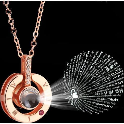 100 languages I love you pendant necklace rose gold jewelry fast delivery woman jewelry