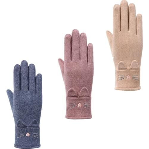 1 Pairs Women Winter Cat pattern Gloves Warm Touchscreen Gloves Windproof Gloves for Women Girls Winter Using