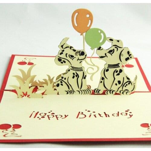 Qubiclife birthday spotted dog stereo 3D greeting cards handmade creative blessing Korea